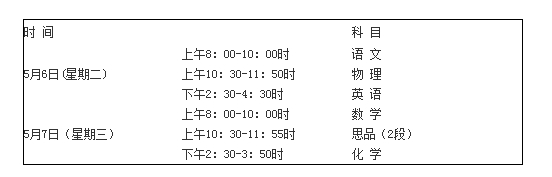 2014年广东广州天河区中考一模时间为5月6日至7日1
